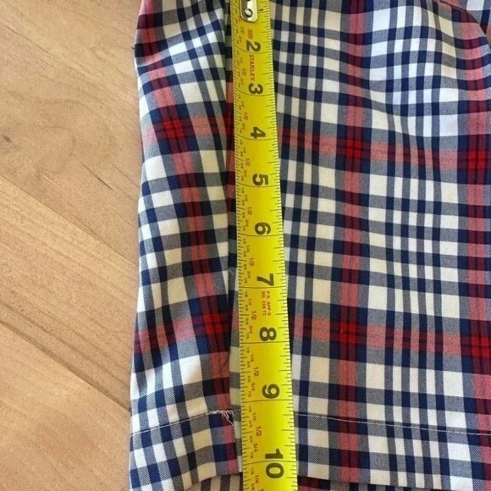 Izod Plaid Shorts Flat Front Casual Everyday Red White Blue‎ Mens Size34